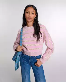 Жаккардовый женский свитер Maje, розовый