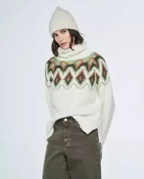 Жаккардовый женский свитер с высоким воротником & Me Unlimited, зеленый