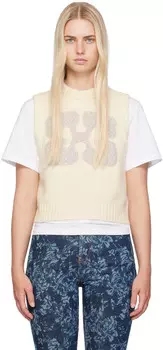 Жаккардовый жилет цвета «сливочный» GANNI