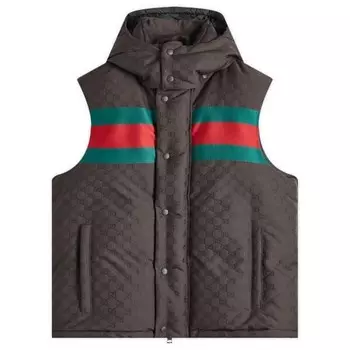 Жаккардовый жилет gg grg down Gucci, коричневый