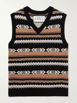 Жаккардовый жилет из смеси мериносовой шерсти и кашемира MANAAKI, черный