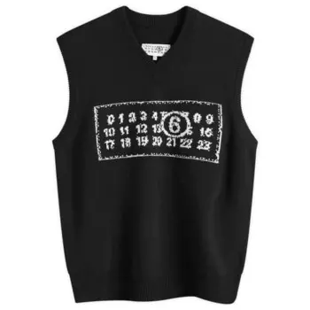 Жаккардовый жилет с логотипом Mm6 Maison Margiela, черный