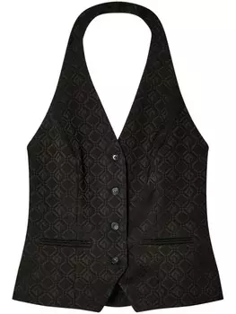 Жаккардовый жилет с пуговицами-лунами Marine Serre, черный