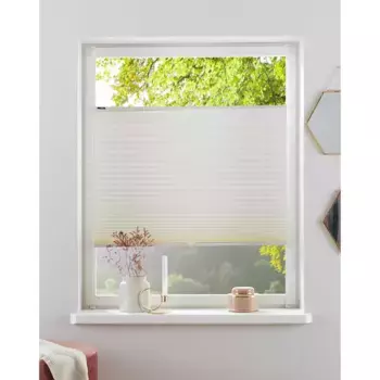 Жалюзи-плиссе для моего дома «DAHRA - в помятом виде», светозащита, без сверления, натяжные, с зажимной опорой My Home, цвет cremewei