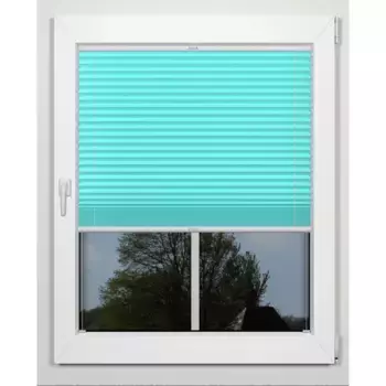 Жалюзи-плиссе Indeko «простые», светозащитные, с отверстием, натяжные, на заказ, цвет trkis + wei