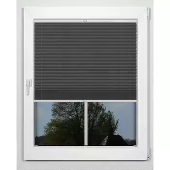 Жалюзи-плиссе Indeko «простые», светозащитные, с отверстием, натяжные, на заказ, цвет anthrazit + wei