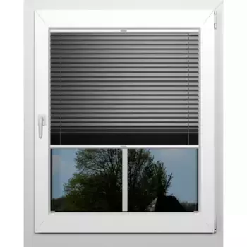 Жалюзи плиссе indeko «Термо-Делюкс», затемняющие, энергосберегающие, с отверстием, натяжные, для установки в штапик, на заказ, цвет anthrazit/metallfarben