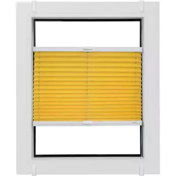 Жалюзи плиссе Sunlines «Молодой стиль энергосбережения», затемняющие, энергосберегающие, без сверления, с перекосами, на заказ, с энергосберегающим эффектом, скреплены зажимными скобами Simply-Fix, цвет mais/wei + wei