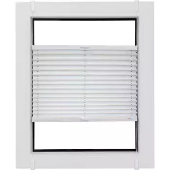 Жалюзи плиссе Sunlines «Молодой стиль энергосбережения», затемняющие, энергосберегающие, без сверления, с перекосами, на заказ, с энергосберегающим эффектом, скреплены зажимными скобами Simply-Fix, цвет wei + wei