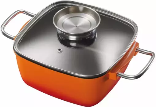 Жаровня KING, литой алюминий, (1 шт.), индукционная 2,5 л + высота 9,5 см, цвет orange
