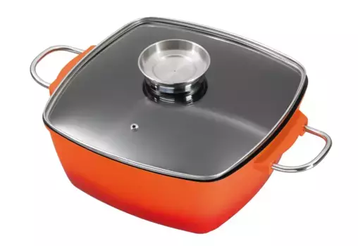 Жаровня KING, литой алюминий, (1 шт.), индукционная + Высота 12 см., цвет rot/orange