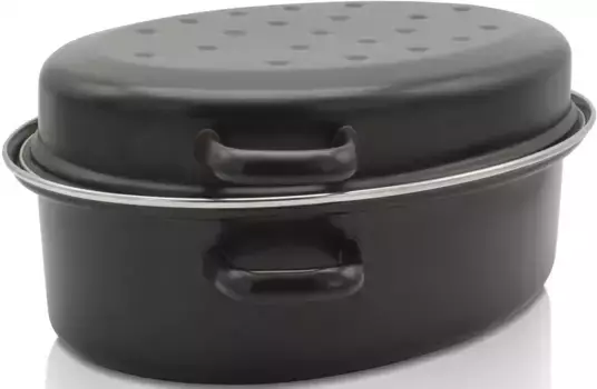 Жаровня Крюгера, эмалированная листовая сталь, с хромированным ободком, индукционная Krger + Высота 10,5 см., черный