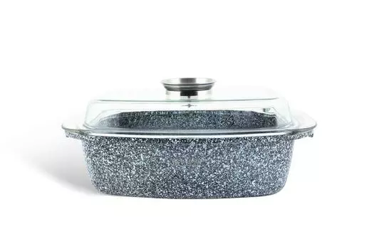 Жаровня, квадратная кастрюля, 5,5 л, стеклянная крышка, литая алюминиевая кастрюля для запекания, противень для гуся, противень для утки, 39 x 32 x 19 см EDENBERG