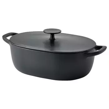 Жаровня с крышкой, эмалированный чугун матовый/черный, 6,5 л, VARDAGEN IKEA
