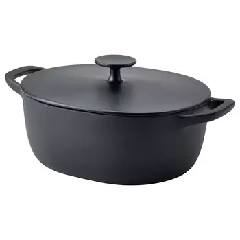 Жаровня с крышкой, эмалированный чугун матовый/черный, 5 л, VARDAGEN IKEA