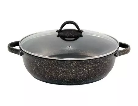 Жаровня сервировочная с гранитно-керамическим покрытием 3 л 28 см, золотой дизайн Rukauf