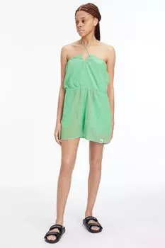 Жатый комбинезон с воротником халтер Calvin Klein Jeans, зеленый