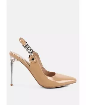 Желанные женские босоножки на каблуке-шпильке с открытой пяткой London Rag, бежевый