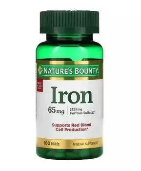 Железо, 65 мг, 100 таблеток, Nature's Bounty