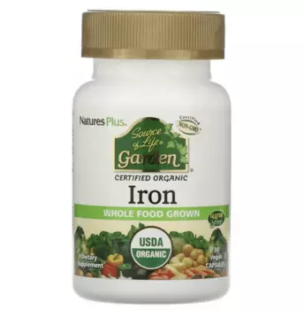 Железо, Source of Life Garden, 30 веганских капсул, NaturesPlus