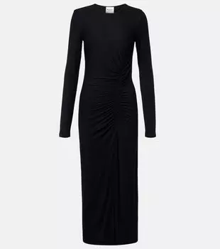 Желина собранное джерси макси-платье Marant Etoile, черный