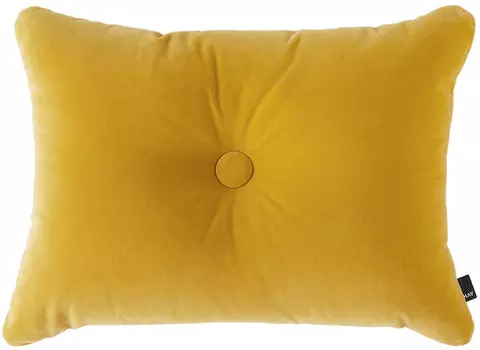 Желтая бархатная подушка в горошек HAY
