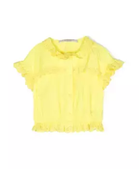 Желтая блузка с рюшами и вышивкой логотипа Philosophy Di Lorenzo Serafini, желтый