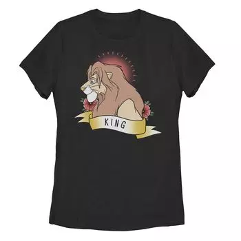 Желтая футболка Disney King Lion King Simba King для юниоров с татуировкой Licensed Character, черный