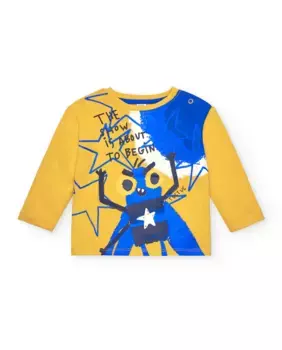 Желтая футболка для мальчика с характерным принтом и длинными рукавами Tuc tuc