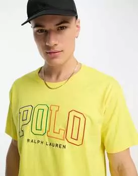 Желтая футболка оверсайз с логотипом Polo Ralph Lauren