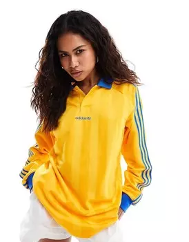 Желтая футболка-поло с длинными рукавами adidas Originals