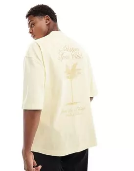 Желтая футболка River Island – с принтом спортивного клуба