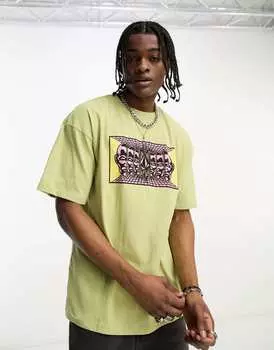 Желтая футболка с принтом на груди Volcom Mind Invasion