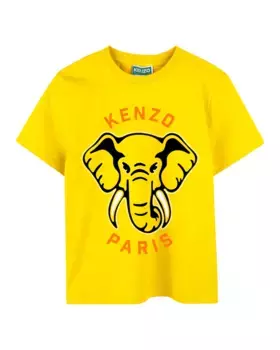 Желтая хлопковая футболка Kenzo Kids, желтый