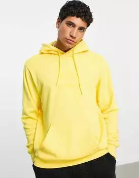Желтая худи с тисненым трилистником и логотипом на груди adidas Originals