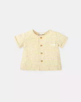 Желтая клетчатая рубашка с короткими рукавами для мальчика Tutto Piccolo, желтый