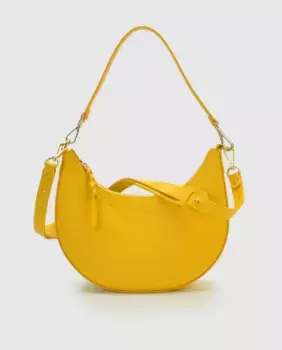 Желтая кожаная сумка через плечо в форме полумесяца Leandra, желтый