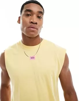 Желтая майка с логотипом HUGO RED Dankto