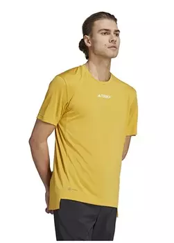 Желтая мужская футболка с круглым воротником Adidas