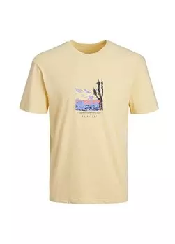 Желтая мужская футболка с круглым вырезом JORLUCCA GRAPHIC TEE SS CREW NECK Jack & Jones, желтый