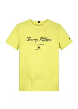 Желтая мужская футболка с принтом TOMMY SCRIPT TEE S/S Tommy Hilfiger, желтый