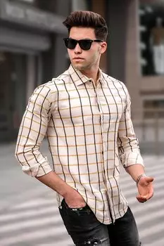 Желтая мужская рубашка 4938 MADMEXT