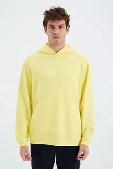 Желтая мужская толстовка с капюшоном и строчкой спереди TOMMYLIFE