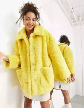 Желтая оверсайз-куртка тедди ASOS