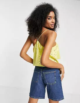 Желтая рубашка-комбинезон с бретелями ASOS DESIGN