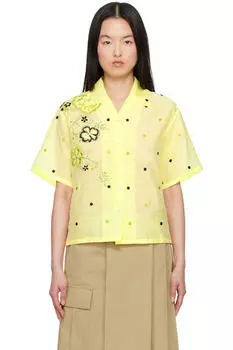 Желтая рубашка с вышивкой Kenzo Paris «KENZO Peonies»