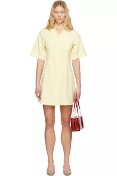 Желтая шерстяная рубашка с коротким рукавом, мини-платье AMI Paris