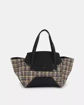 Желтая сумка-тоут в клетку с черными деталями Jo & Mr. Joe, желтый