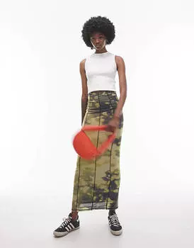 Желтая юбка миди с оверлоком Topshop Tall