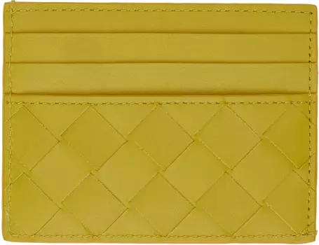 Желтая визитница Intrecciato Bottega Veneta